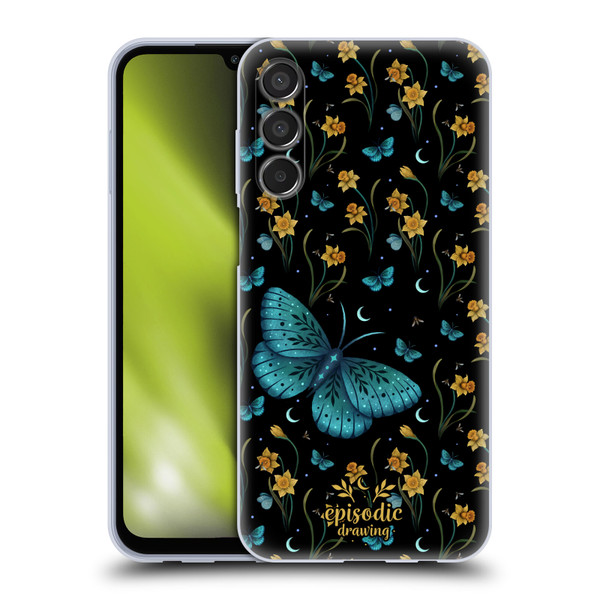 Episodic Drawing Moth Patterns Daffodil Flowers Soft Gel Case for Samsung Galaxy M15/F15 5G