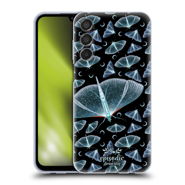Episodic Drawing Moth Patterns Translucent Soft Gel Case for Samsung Galaxy M15/F15 5G