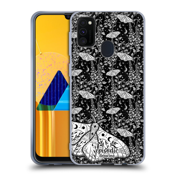 Episodic Drawing Moth Patterns White Soft Gel Case for Samsung Galaxy M30s (2019)/M21 (2020)