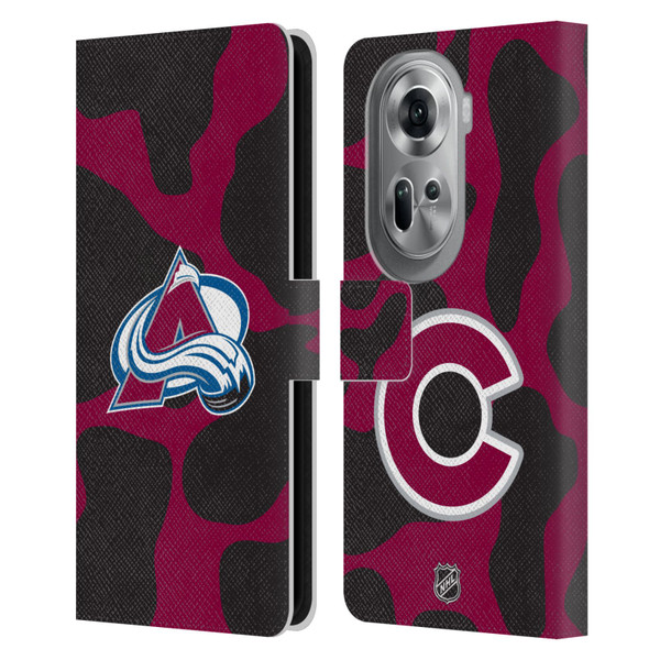 NHL Colorado Avalanche Cow Pattern Leather Book Wallet Case Cover For OPPO Reno11 Pro