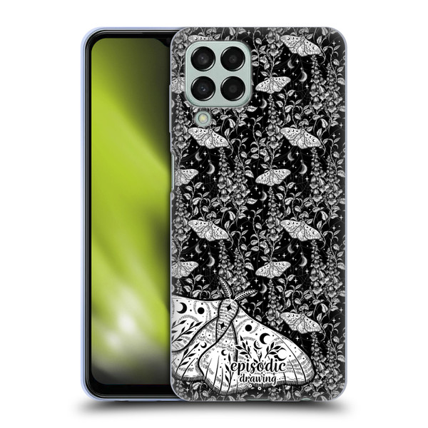 Episodic Drawing Moth Patterns White Soft Gel Case for Samsung Galaxy M33 (2022)