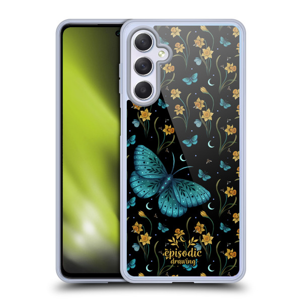 Episodic Drawing Moth Patterns Daffodil Flowers Soft Gel Case for Samsung Galaxy M54 5G