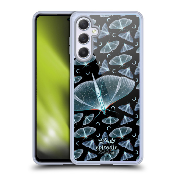 Episodic Drawing Moth Patterns Translucent Soft Gel Case for Samsung Galaxy M54 5G
