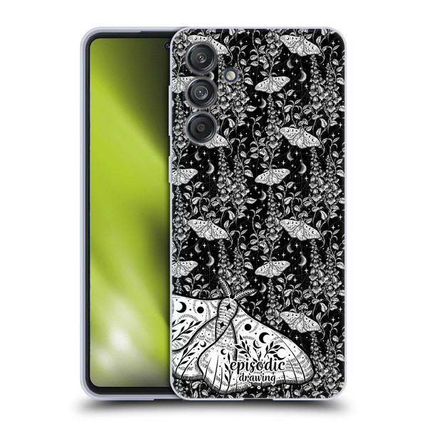 Episodic Drawing Moth Patterns White Soft Gel Case for Samsung Galaxy M55 5G