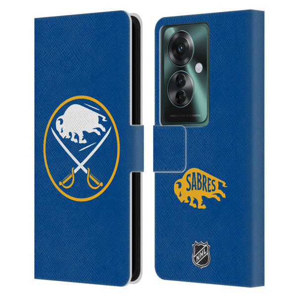 NHL Buffalo Sabres Plain Leather Book Wallet Case Cover For OPPO Reno11 F 5G / F25 Pro 5G