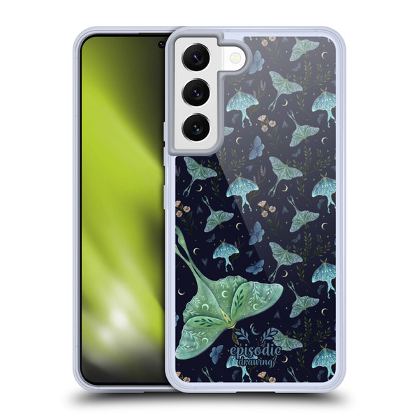 Episodic Drawing Moth Patterns Green Soft Gel Case for Samsung Galaxy S22 5G
