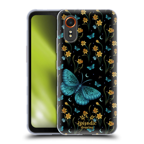 Episodic Drawing Moth Patterns Daffodil Flowers Soft Gel Case for Samsung Galaxy Xcover7 5G