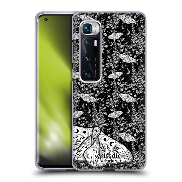 Episodic Drawing Moth Patterns White Soft Gel Case for Xiaomi Mi 10 Ultra 5G