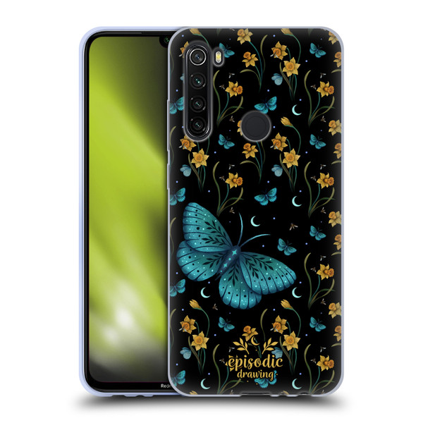 Episodic Drawing Moth Patterns Daffodil Flowers Soft Gel Case for Xiaomi Redmi Note 8T