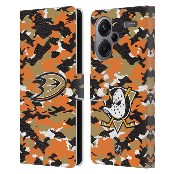 NHL Anaheim Ducks Camouflage Leather Book Wallet Case Cover For Xiaomi Redmi Note 13 Pro Plus 5G
