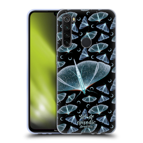 Episodic Drawing Moth Patterns Translucent Soft Gel Case for Xiaomi Redmi Note 8T