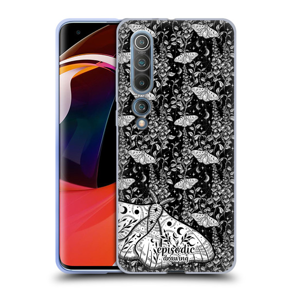 Episodic Drawing Moth Patterns White Soft Gel Case for Xiaomi Mi 10 5G / Mi 10 Pro 5G