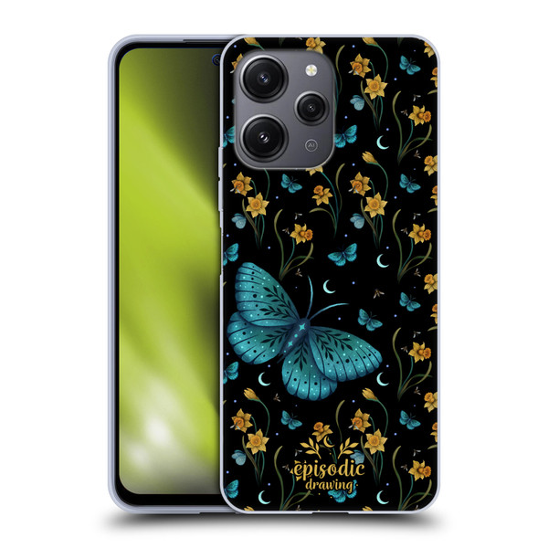 Episodic Drawing Moth Patterns Daffodil Flowers Soft Gel Case for Xiaomi Redmi 12
