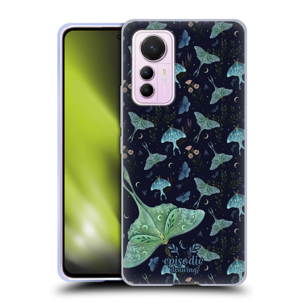 Episodic Drawing Moth Patterns Green Soft Gel Case for Xiaomi 12 Lite