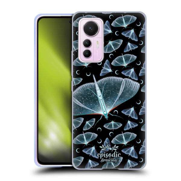 Episodic Drawing Moth Patterns Translucent Soft Gel Case for Xiaomi 12 Lite