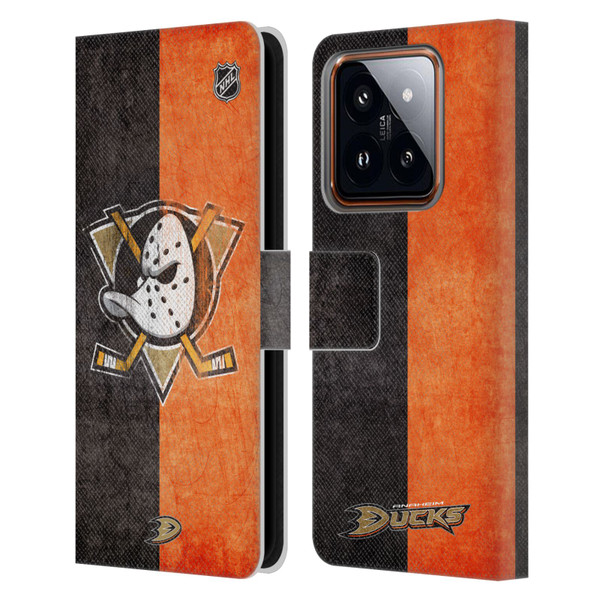 NHL Anaheim Ducks Half Distressed Leather Book Wallet Case Cover For Xiaomi 14