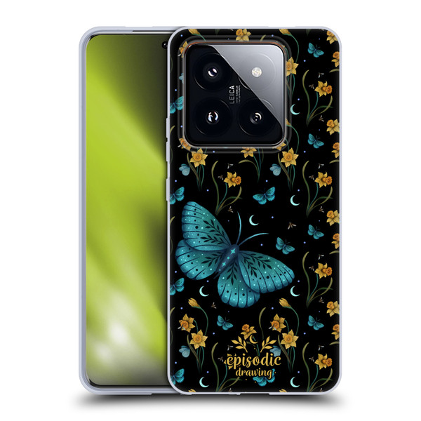 Episodic Drawing Moth Patterns Daffodil Flowers Soft Gel Case for Xiaomi 14 Pro