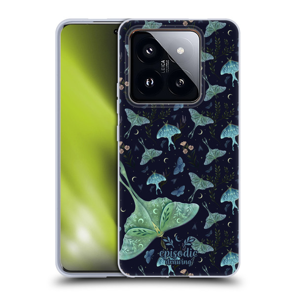 Episodic Drawing Moth Patterns Green Soft Gel Case for Xiaomi 14 Pro