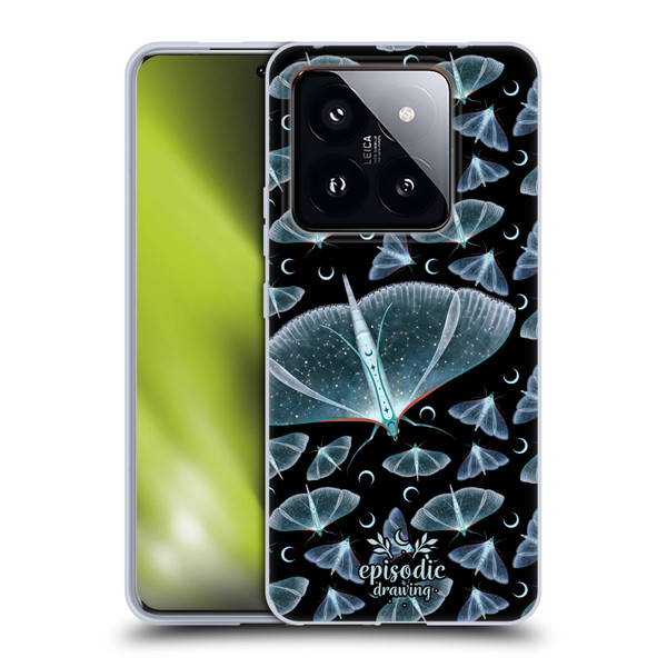 Episodic Drawing Moth Patterns Translucent Soft Gel Case for Xiaomi 14 Pro
