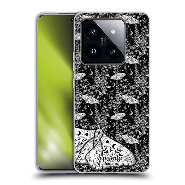 Episodic Drawing Moth Patterns White Soft Gel Case for Xiaomi 14 Pro