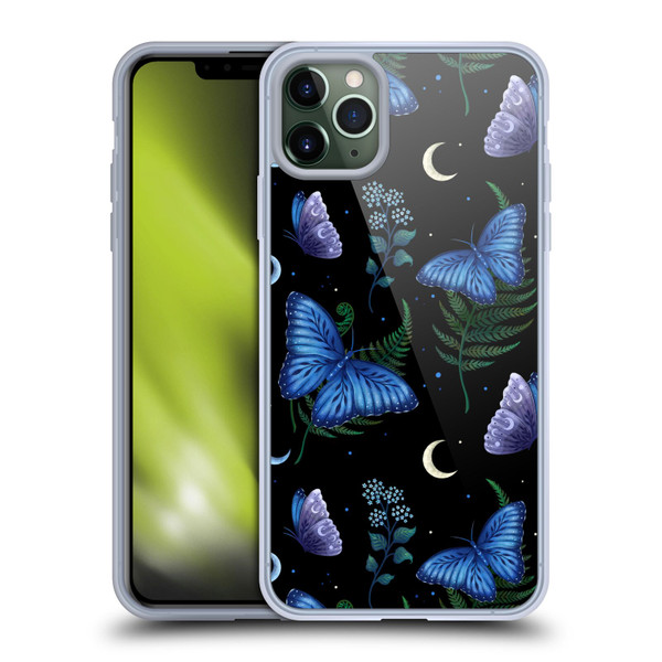 Episodic Drawing Pattern Blue Morpho Butterfly Soft Gel Case for Apple iPhone 11 Pro Max