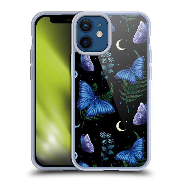 Episodic Drawing Pattern Blue Morpho Butterfly Soft Gel Case for Apple iPhone 12 Mini