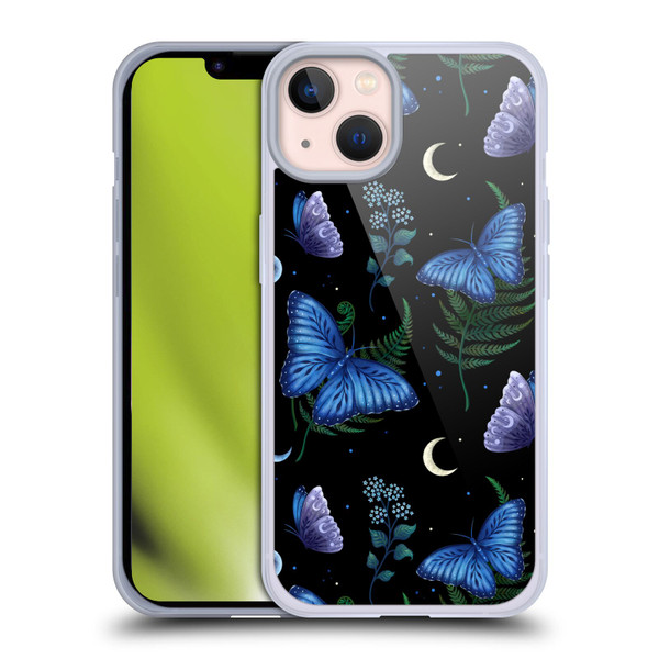 Episodic Drawing Pattern Blue Morpho Butterfly Soft Gel Case for Apple iPhone 13