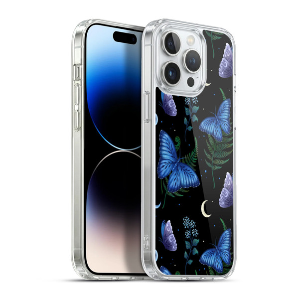 Episodic Drawing Pattern Blue Morpho Butterfly Soft Gel Case for Apple iPhone 13 Pro Max & MagSafe