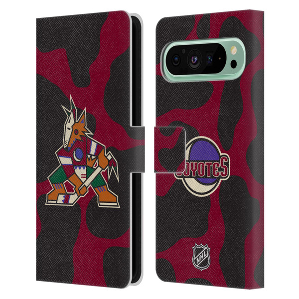 NHL Arizona Coyotes Cow Pattern Leather Book Wallet Case Cover For Google Pixel 9 Pro XL