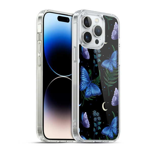 Episodic Drawing Pattern Blue Morpho Butterfly Soft Gel Case for Apple iPhone 14 Pro Max & MagSafe