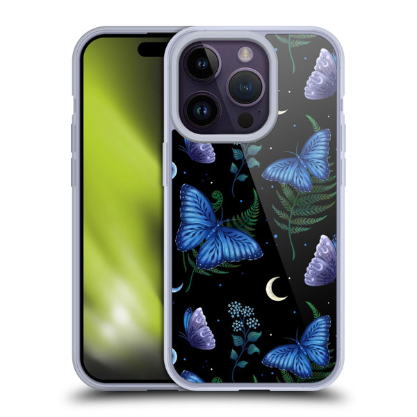 Episodic Drawing Pattern Blue Morpho Butterfly Soft Gel Case for Apple iPhone 14 Pro
