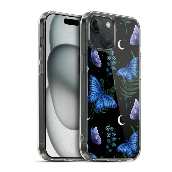 Episodic Drawing Pattern Blue Morpho Butterfly Soft Gel Case for Apple iPhone 15 & MagSafe
