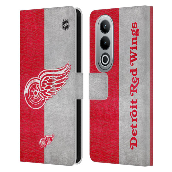 NHL Detroit Red Wings Half Distressed Leather Book Wallet Case Cover For OPPO OnePlus Ace 3V 5G