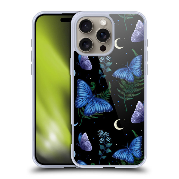Episodic Drawing Pattern Blue Morpho Butterfly Soft Gel Case for Apple iPhone 16 Pro Max