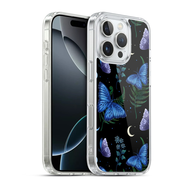 Episodic Drawing Pattern Blue Morpho Butterfly Soft Gel Case for Apple iPhone 16 Pro & MagSafe
