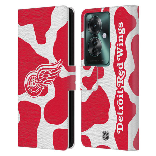 NHL Detroit Red Wings Cow Pattern Leather Book Wallet Case Cover For OPPO Reno11 F 5G / F25 Pro 5G