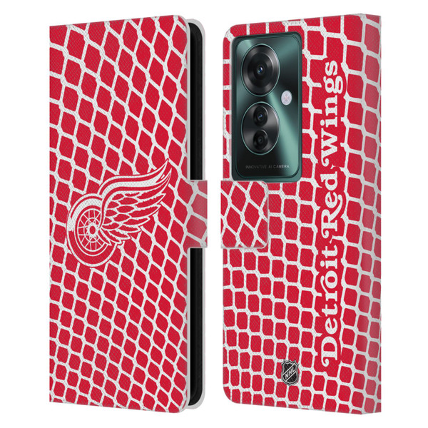 NHL Detroit Red Wings Net Pattern Leather Book Wallet Case Cover For OPPO Reno11 F 5G / F25 Pro 5G