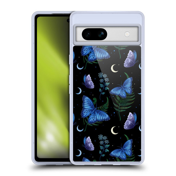 Episodic Drawing Pattern Blue Morpho Butterfly Soft Gel Case for Google Pixel 7a