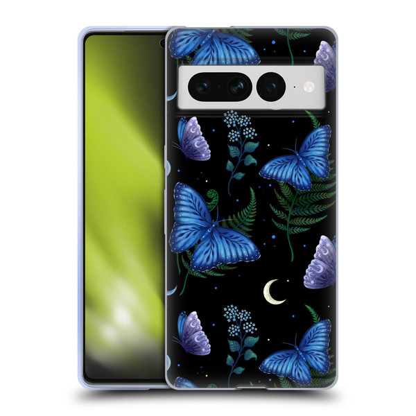 Episodic Drawing Pattern Blue Morpho Butterfly Soft Gel Case for Google Pixel 7 Pro