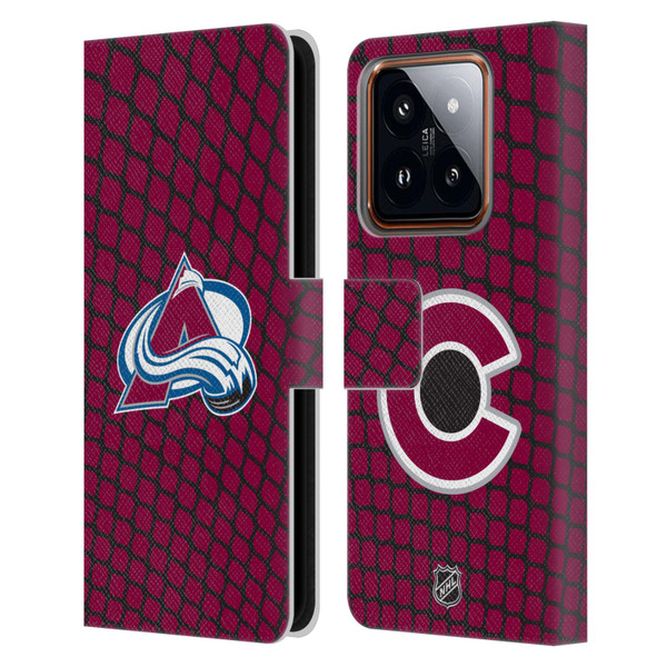 NHL Colorado Avalanche Net Pattern Leather Book Wallet Case Cover For Xiaomi 14
