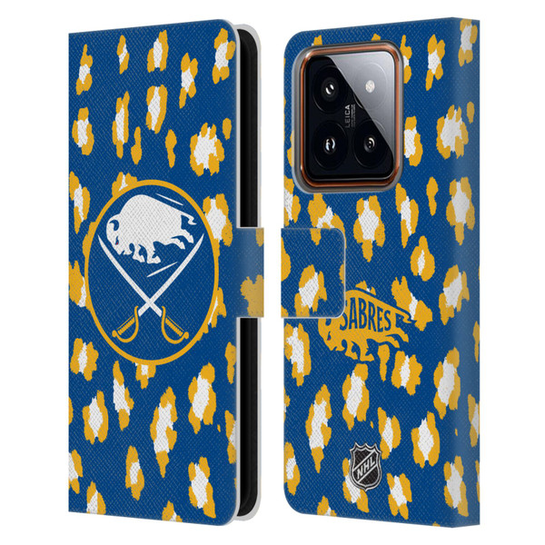 NHL Buffalo Sabres Leopard Patten Leather Book Wallet Case Cover For Xiaomi 14