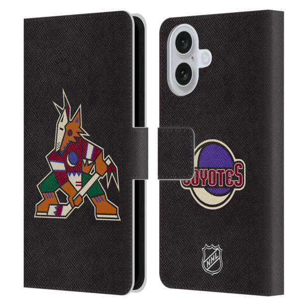 NHL Arizona Coyotes Plain Leather Book Wallet Case Cover For Apple iPhone 16
