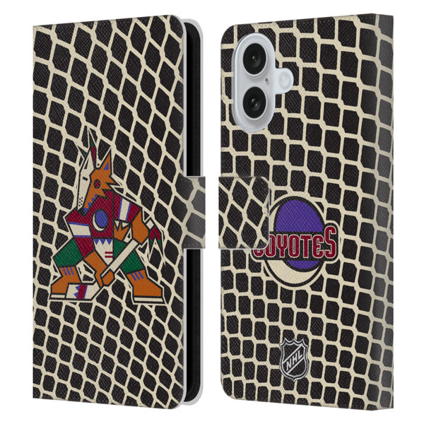 NHL Arizona Coyotes Net Pattern Leather Book Wallet Case Cover For Apple iPhone 16