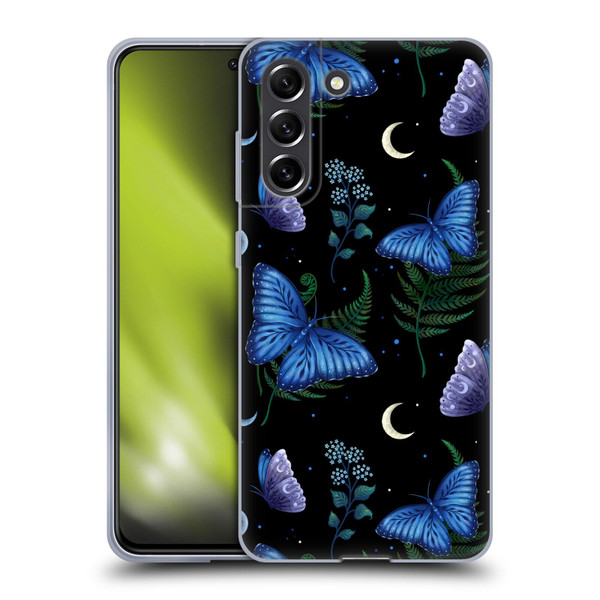 Episodic Drawing Pattern Blue Morpho Butterfly Soft Gel Case for Samsung Galaxy S21 FE 5G