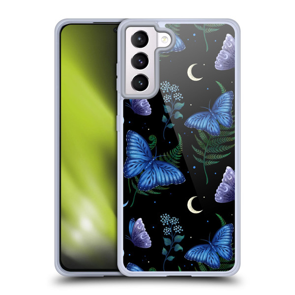 Episodic Drawing Pattern Blue Morpho Butterfly Soft Gel Case for Samsung Galaxy S21+ 5G