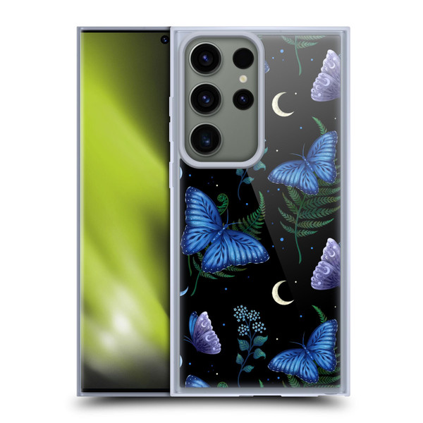 Episodic Drawing Pattern Blue Morpho Butterfly Soft Gel Case for Samsung Galaxy S23 Ultra 5G