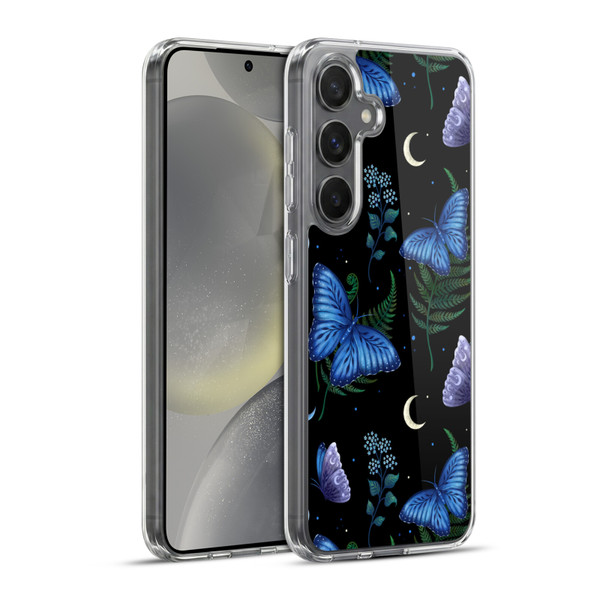Episodic Drawing Pattern Blue Morpho Butterfly Soft Gel Case for Samsung Galaxy S24+ 5G & MagSafe