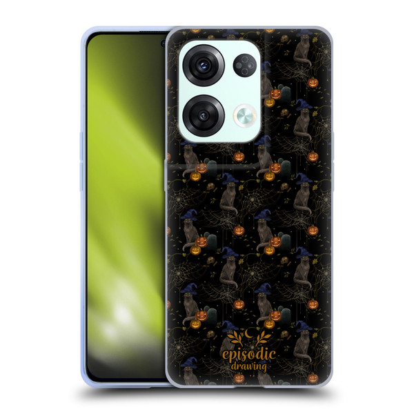 Episodic Drawing Spooky Patterns Cat's Halloween Hat Soft Gel Case for OPPO Reno8 Pro