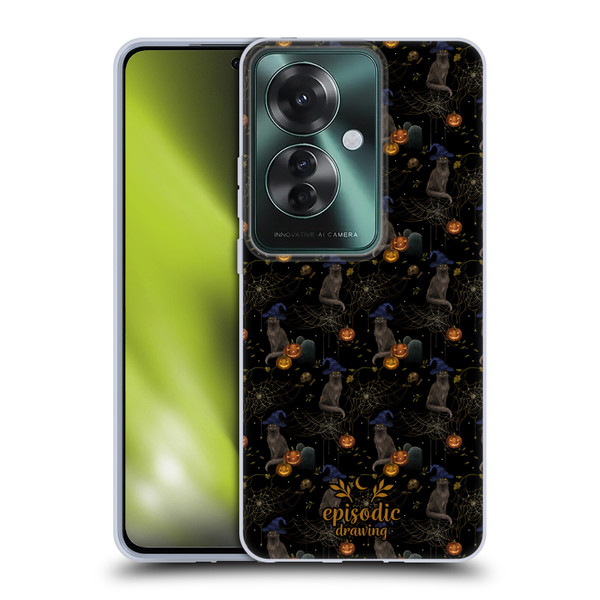 Episodic Drawing Spooky Patterns Cat's Halloween Hat Soft Gel Case for OPPO Reno11 F 5G / F25 Pro 5G