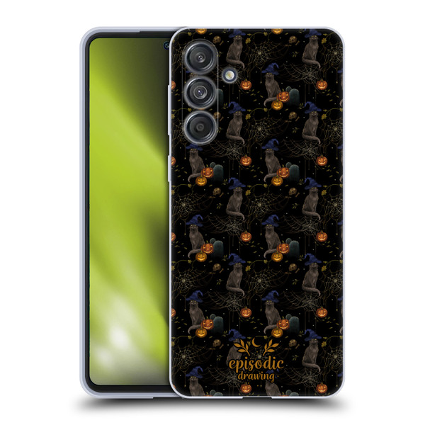 Episodic Drawing Spooky Patterns Cat's Halloween Hat Soft Gel Case for Samsung Galaxy M55 5G
